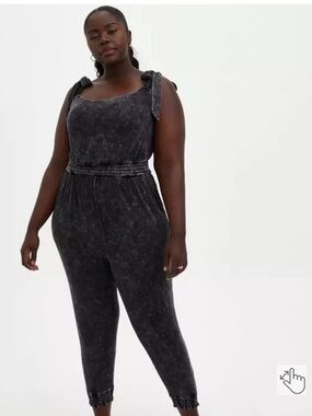 TORRID-Charcoal Tie-Shoulder Mineral-Wash Jumpsuit SIZE 14/16